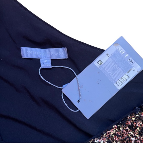 Antonio Melani New with Tag One-Shoulder Gold and Black Sequins Jumpsuit - Picture 4 of 6